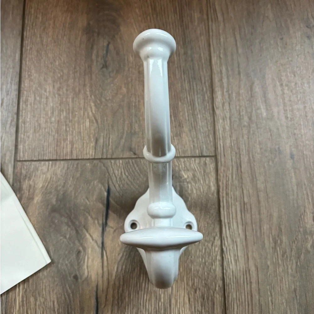 NEW Pottery Barn Stockton Classic White Cast Iron Heavy Duty Wall Curtain Hook